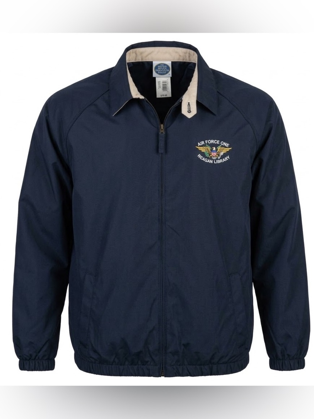 Navy Windbreaker Jacket with Contrast Collar